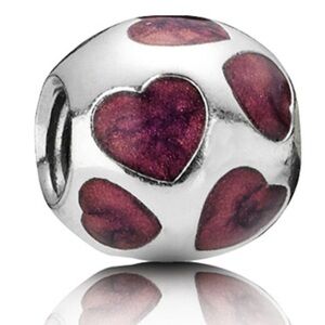 Pandora Purple Enamel Love You Heart Rare Retired Bead Charm